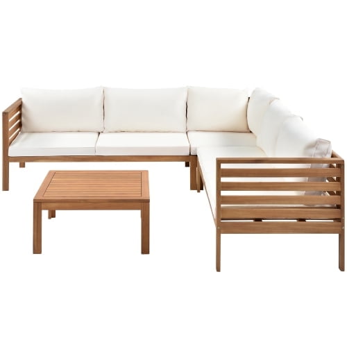 Merax 8-Piece Outdoor Wicker Sectional Sofa Set With Coffee Table - PE Rattan, Waterproof, Beige