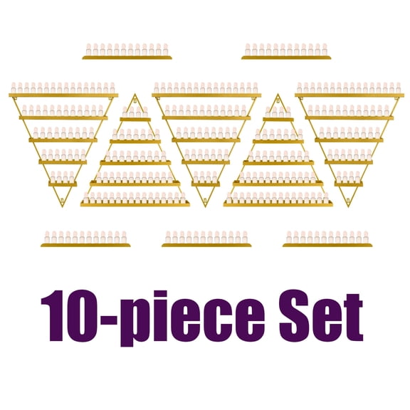 Sturdy Gold Metal, Wall-mounted, Nail Polish Storage Racks, Body Armor Stand, 5 Tiers, Triangular Display Rack, Cosmetic Display Cases, Set of 10, with Heat Resistance, for Salon