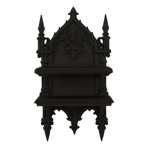 Sturdy Gothic Double Wall Mount Shelf for Heavy Books and Plant Strong Plastic Construction Easy Assembly Rack
