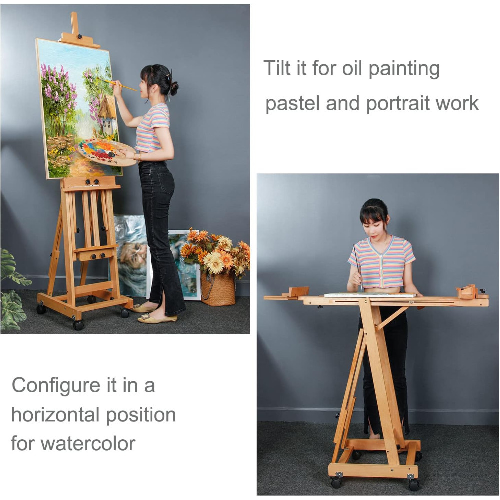 [Sturdy H Frame Easel] Sturdy Solid Wood H Frame Art Easel | Adjustable ...