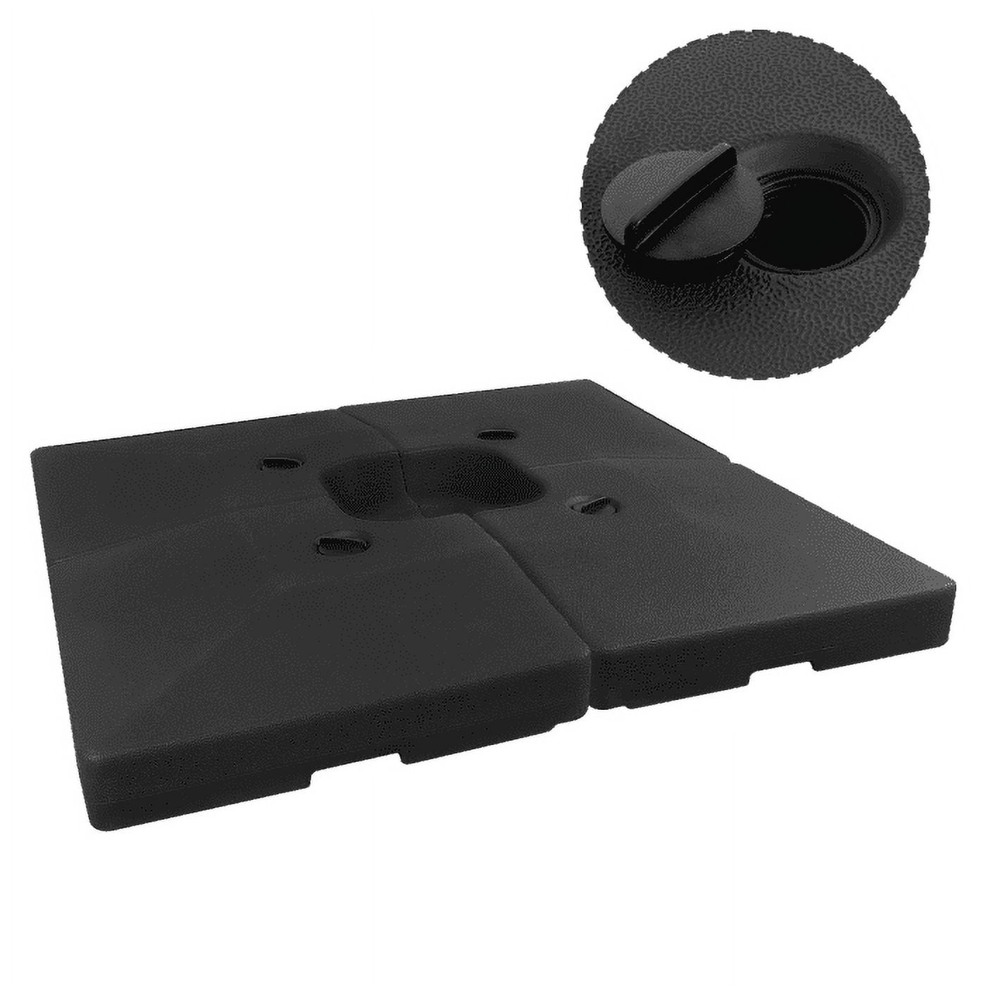 UV Protected Black HDPE Umbrella Base, 4-Piece Set, 356 LBS Heavy Duty, Easy-Fill Spouts, Umbrella Stand Base for Beach, Garden, Outdoor