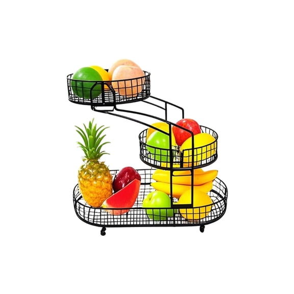 AOOOWER Kitchens 3 Tiers Iron Fruit Stand Detachable Nonslip Base Sturdy Space Saving