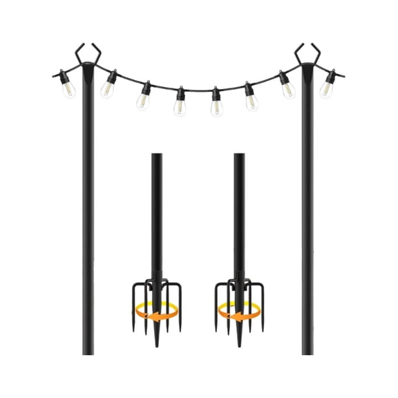 Sturdy Iron Ground Anchors 2 Pieces Multipurpose Support Rods Perfect For Camping Tents And Sunshade Stability