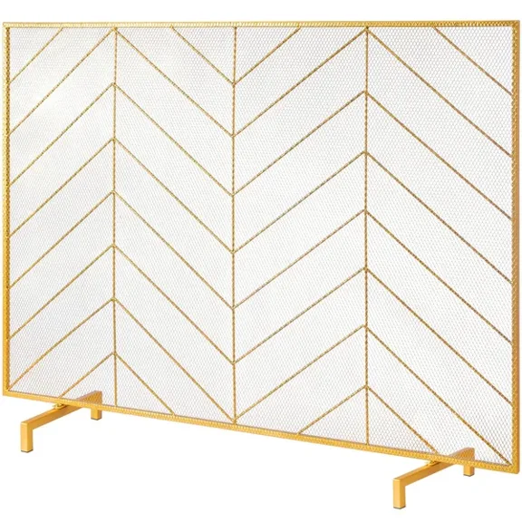Sturdy Iron Mesh Fireplace Screen 38.6 x 29.8 Inches Freestanding Fire Guard Spark Cover for Living Room Home Decor