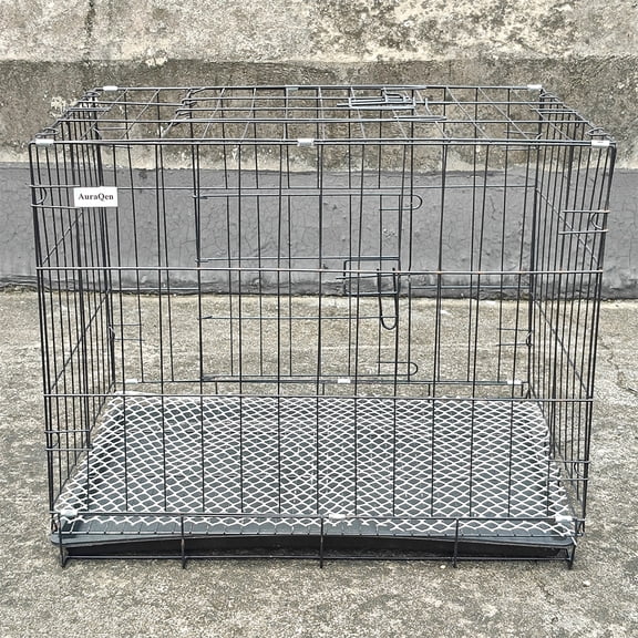 Sturdy Iron Pet Cage for Cats & Dogs - 22.8"x16.5"x19.3" Heavy-Duty Enclosure with Secure Lock & Non-Slip Grid Floor, Perfect for Crate Training & Safe Play