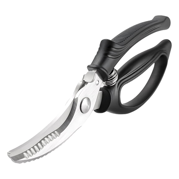 Sturdy Kitchen Poultry Shears, 9.6 in / 24.5 cm Multi-Purpose Food Scissors with Spring Loaded, Stainless Steel Meat Scissors for Chicken Bone Cutting, Fish Scaling, Black