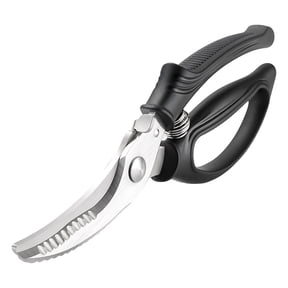 Sturdy Kitchen Poultry Shears, 9.6 in / 24.5 cm Multi-Purpose Food Scissors with Spring Loaded, Stainless Steel Meat Scissors for Chicken Bone Cutting, Fish Scaling, Black