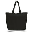 thumbnail image 1 of Sturdy Large Canvas Tote Bag with Hook and Loop Closure - TG212 - Set of 6, Black, 1 of 2