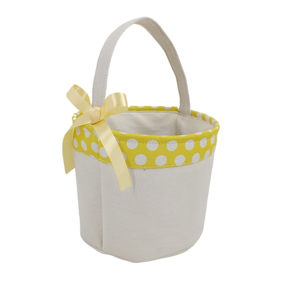Sturdy Large Capacity Canvas Easter Basket Empty Easter Bucket For Easter Egg Hunting Durable Fabric Basket With Decorative Bow For Holiday Party Home Decor