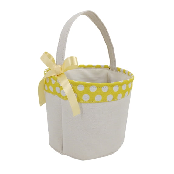 Sturdy Large Capacity Canvas Easter Basket Empty Easter Bucket For Easter Egg Hunting Durable Fabric Basket With Decorative Bow For Holiday Party Home Decor