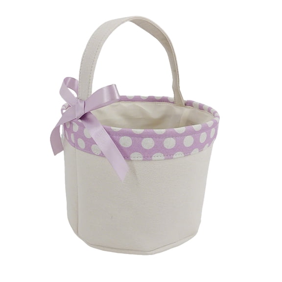 Sturdy Large Capacity Canvas Easter Basket Empty Easter Bucket For Easter Egg Hunting Durable Fabric Basket With Decorative Bow For Holiday Party Home Decor