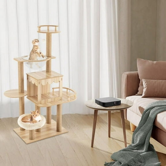 Sturdy Large Cat Tree Tower Activity Center Playing House Condo Rest Cat 60" H