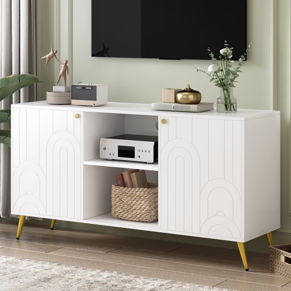 Sturdy MDF Material, Metal Handles for Style / TV Stand for Home Aesthetics