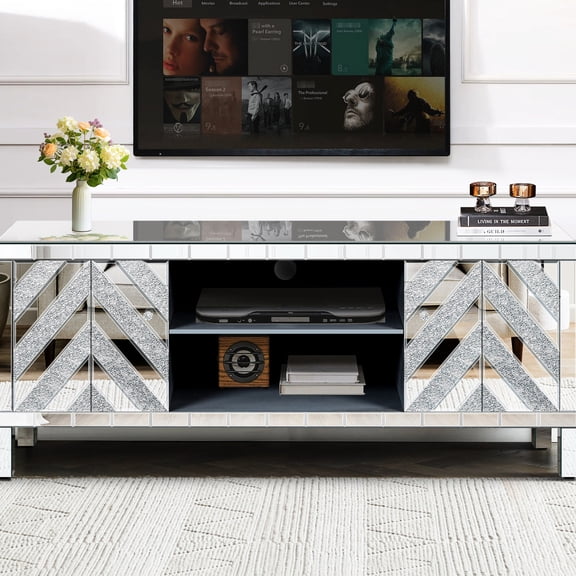 Sturdy MDF and glass mirror | Ideal for storing video discs and game boxes | Adapts well to different home styles