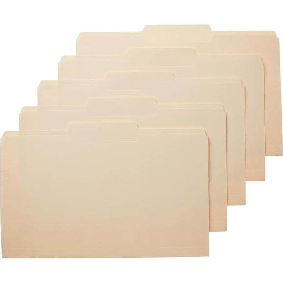Sturdy Manila File Folders, 1/3 Tabs in Assorted Positions for Filing and Easy Labeling, Legal Size, 8.5 x 14 inch, 100-Pack