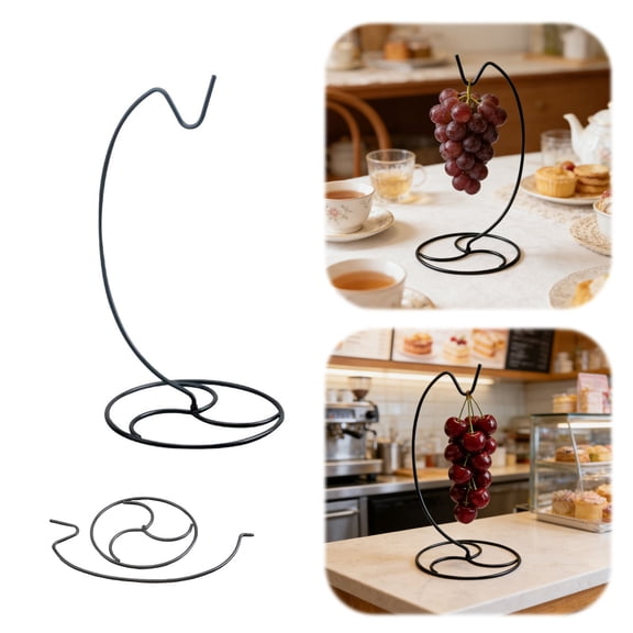 Sturdy Metal Banana Hanger & Fruit Storage Rack 13.7" Space-Saving Countertop Organizer for Hanging Bananas Fruits & DIY Black