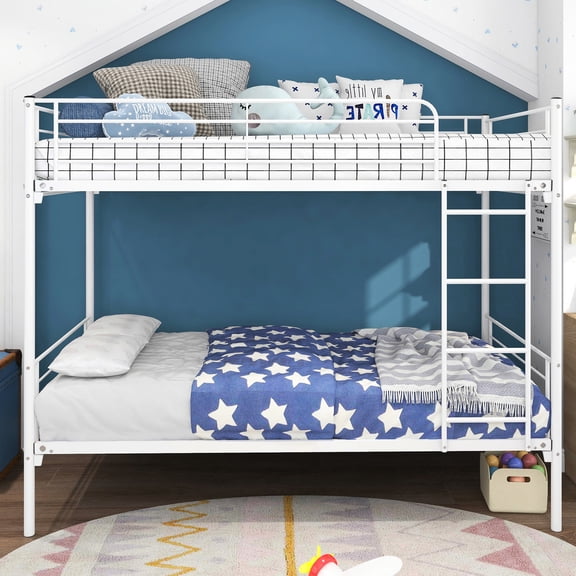 Sturdy Metal Bunk Bed - Full Guardrail for Safe Sleep in Guest Bedroom