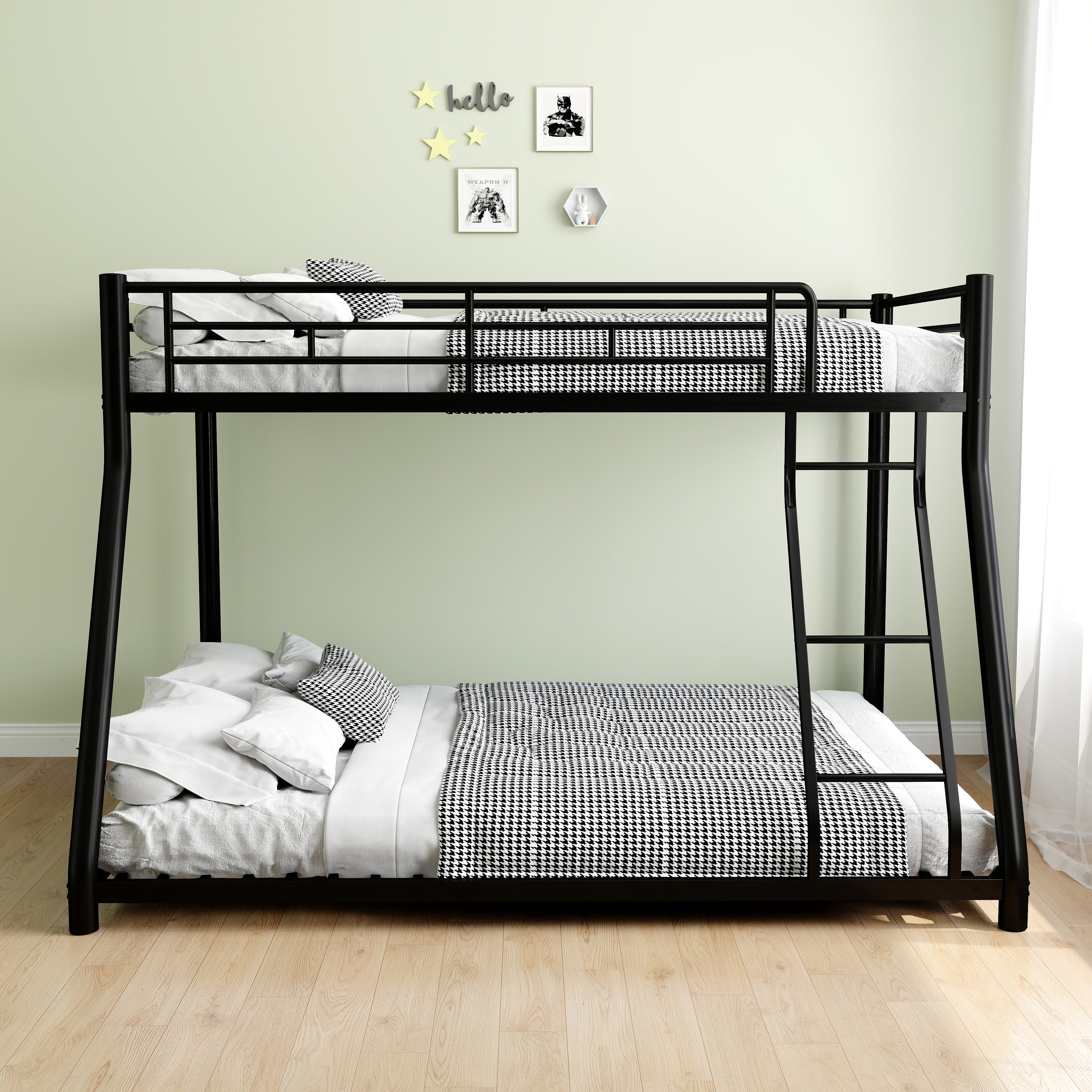 Sturdy Metal Bunk Bed with Safety Features and Storage Platform Sleep