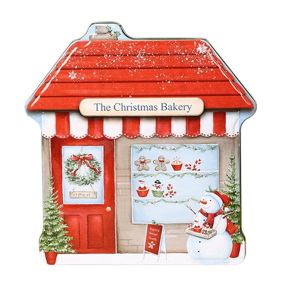 Sturdy Metal Christmas Cottages Decorative Box With Secure Storage Holiday Decorative Metal Container For Small Items