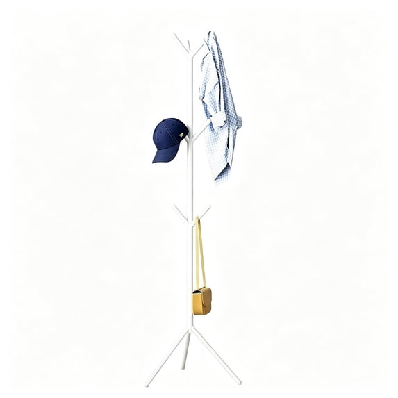 Sturdy Metal Coat Stand, Coat Tree with 9 Hooks, Coat Stands for Hallway Entryway, Hat Stand for Clothes, Used in Bedroom/Office/Hallway/Entryway, White