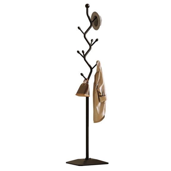 Freestanding Coat Rack for Entryway, Modern Gold Metal Coat Tree Stand with 8 Hooks, Decorative Standing Jacket Hanger for Bedroom Hallway Apartment