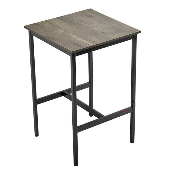 Sturdy Metal Frame High Top Pub Table 24x24x36 in Rustic Brown Black Easy Assemble Kitchen Dining Cocktail Coffee Counter Bar Height Desk Living Room Party