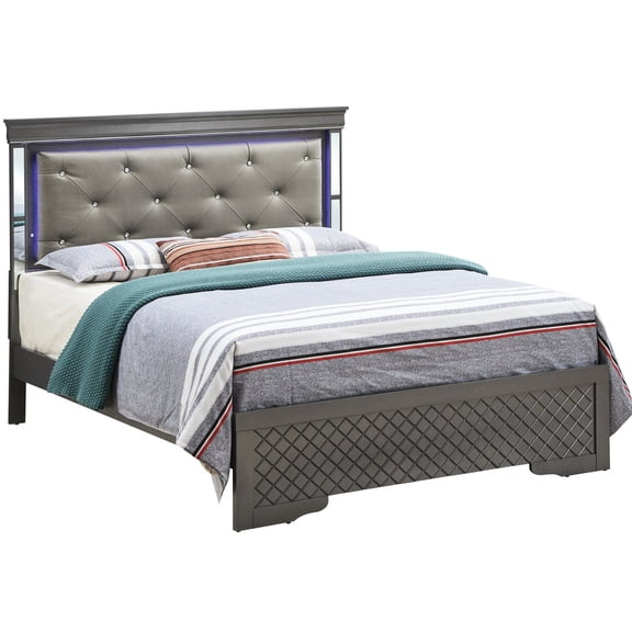 Sturdy Metal Frame King Bed/Spacious Sleep for Two People