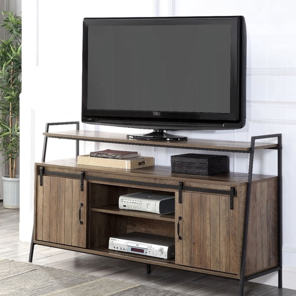 Sturdy Metal Frame & Sliding Barn Door / Accommodate 58-inch TV in Living Space