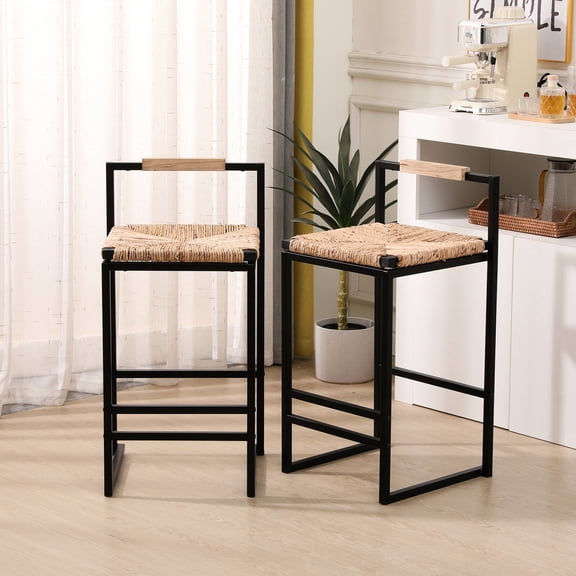 Sturdy Metal Frame & Woven Seat / Great for Counter Height Tables in Various Spaces