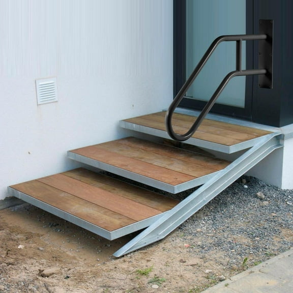 Sturdy Metal Handrails for 1-3 Steps, 2-Pack U-Shaped Grab Bars for Porch, Deck, and Garage - Weatherproof Wall-Mounted Safety Rails for Outdoor Use(Black)