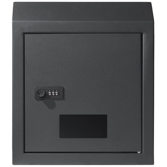 Sturdy Metal Key Locker, Combo Lock, Mountable on Wall, 12'', Charcoal Gray, Ensures Safe Keeping of Mail and Keys
