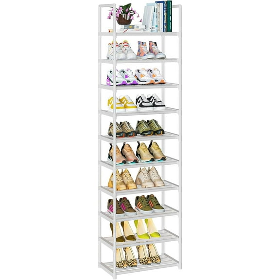 Sturdy Metal Shoe Rack Organizer, Narrow Shelf Stand for Closets