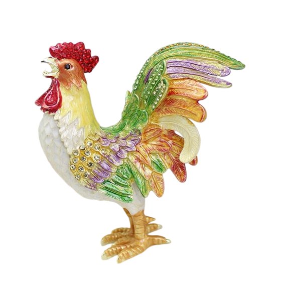 Sturdy Metal Rooster Shaped Keepsakes Box Small Antique Styles Container Designed For Storing Valuables In An Elegant Way