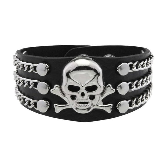 Sturdy Metal Skull Bracelet Portable Accessory for Rock and Street Culture