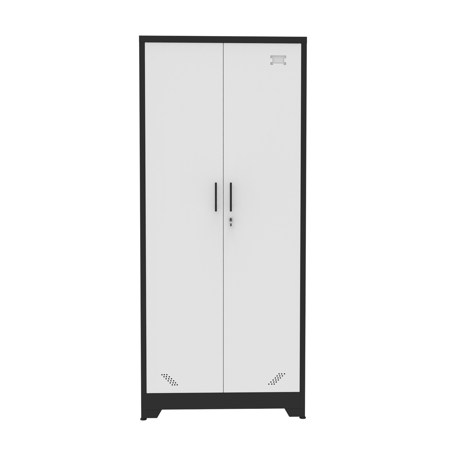 Sturdy Metal Storage Black with White Door, Adjustable
