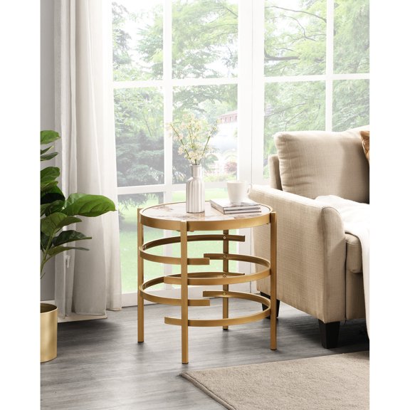 Sturdy Metal Strip Design / Living Room Essential / Distinctive Stone Texture