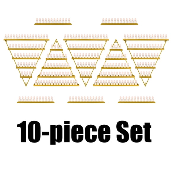 Sturdy Metal, Wall-mounted, Nail Polish Storage Racks, Body Armor Stand, 5 Tiers, Gold, Triangular Display Rack, Set of 10, Cosmetic Display Cases, with Bolt Mounting Holes, for Home