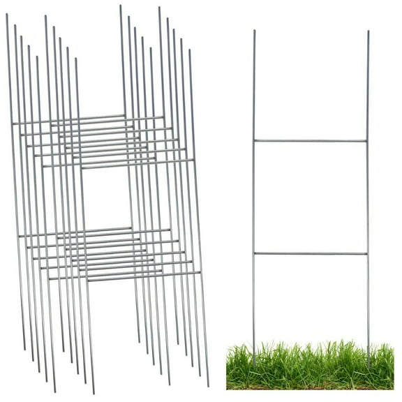 Sturdy Metal Wire Yard Stakes for Yard Signs, 10 x 24in H Frame, 10 Pack