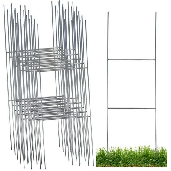 Sturdy Metal Wire Yard Stakes for Yard Signs, 10 x 24in H Frame, 25 Pack