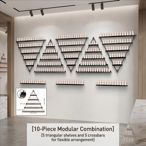 Sturdy Nail Polish Rack, Nail Polish Organizer for Home Spa and Shop, Metal Wall-Mounted Nail Polish Storage Racks with 10 Pcs Set