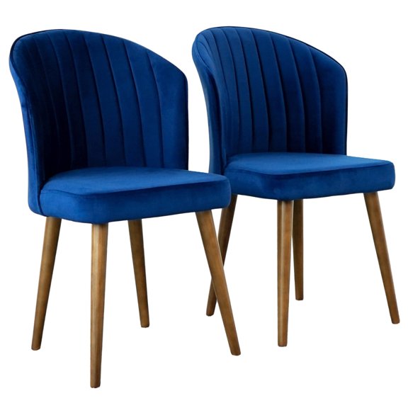 Sturdy Navy Blue Velvet Chair Set / No Assembly, Blend of Style and Durability