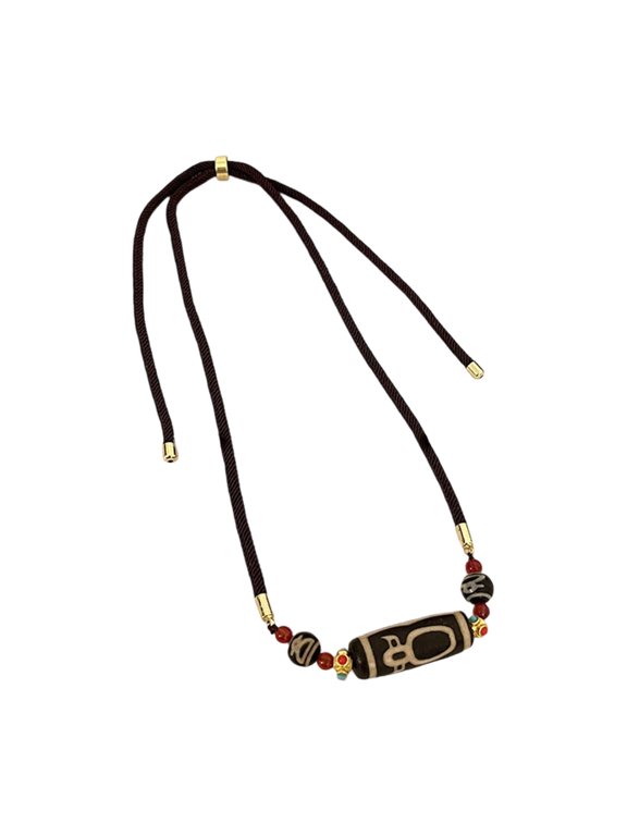 Sturdy Nine Eye Dzi Agate Necklace Cultural Artifact Neckchain Jewelry For Business Event And Casual Gatherings