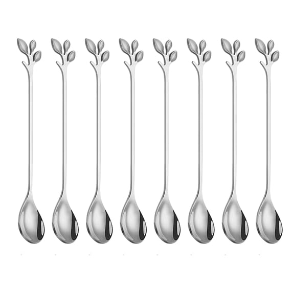 Sturdy Nonrust Steel Stir Spoon With Natural Leaves Pattern Ideal For Acidic And Daily Use In Various Setting