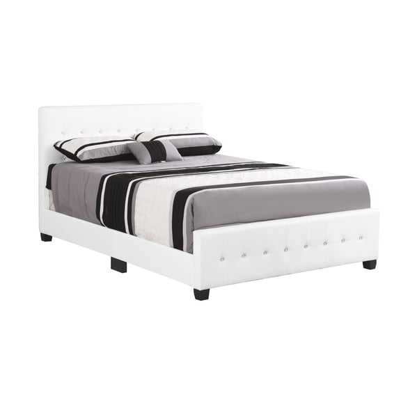 Sturdy PU Foam Filled Queen Bed / Complements Living Area with White Finish
