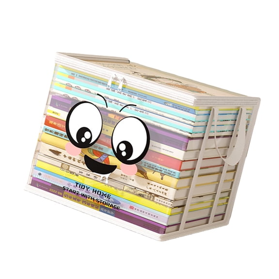 Sturdy PVC Book Storage Bin with Lid Large Opening Double Handles Pliable Multipurpose Organizers