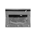 thumbnail image 1 of Sturdy Pen Pouch for 3 Ring Binders, 2-Pocket Zipper Small Mesh Pouch with Clear Window, Mesh Pocket (Grey), 1 of 1
