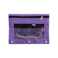 thumbnail image 1 of Sturdy Pen Pouch for 3 Ring Binders, 2-Pocket Zipper Small Mesh Pouch with Clear Window, Mesh Pocket (Purple), 1 of 1