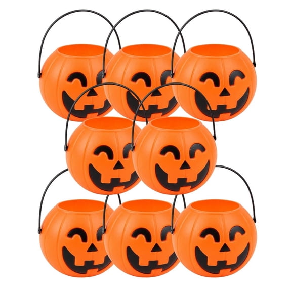 Big Stackable Container Sturdy Plastic Pumpkin Bucket Set with Handle for Halloween Kids Candy ...