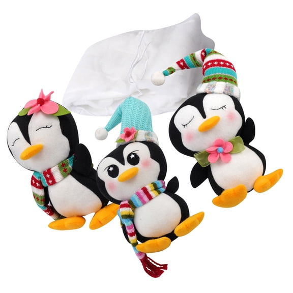 Sturdy Polyester Fiber Penguins Staircase Ornament Nonslip Fastening Family Friendly Christmas Decors