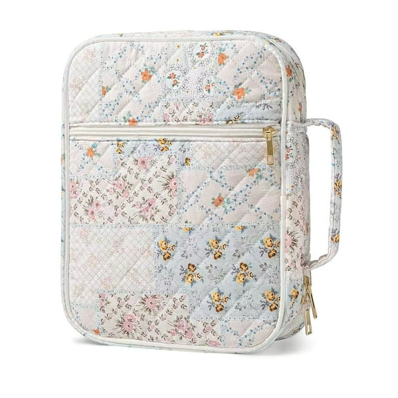 Sturdy Quilted Book Bag Zippers Closure Storage Pouches For Large Study Books Church Accessories